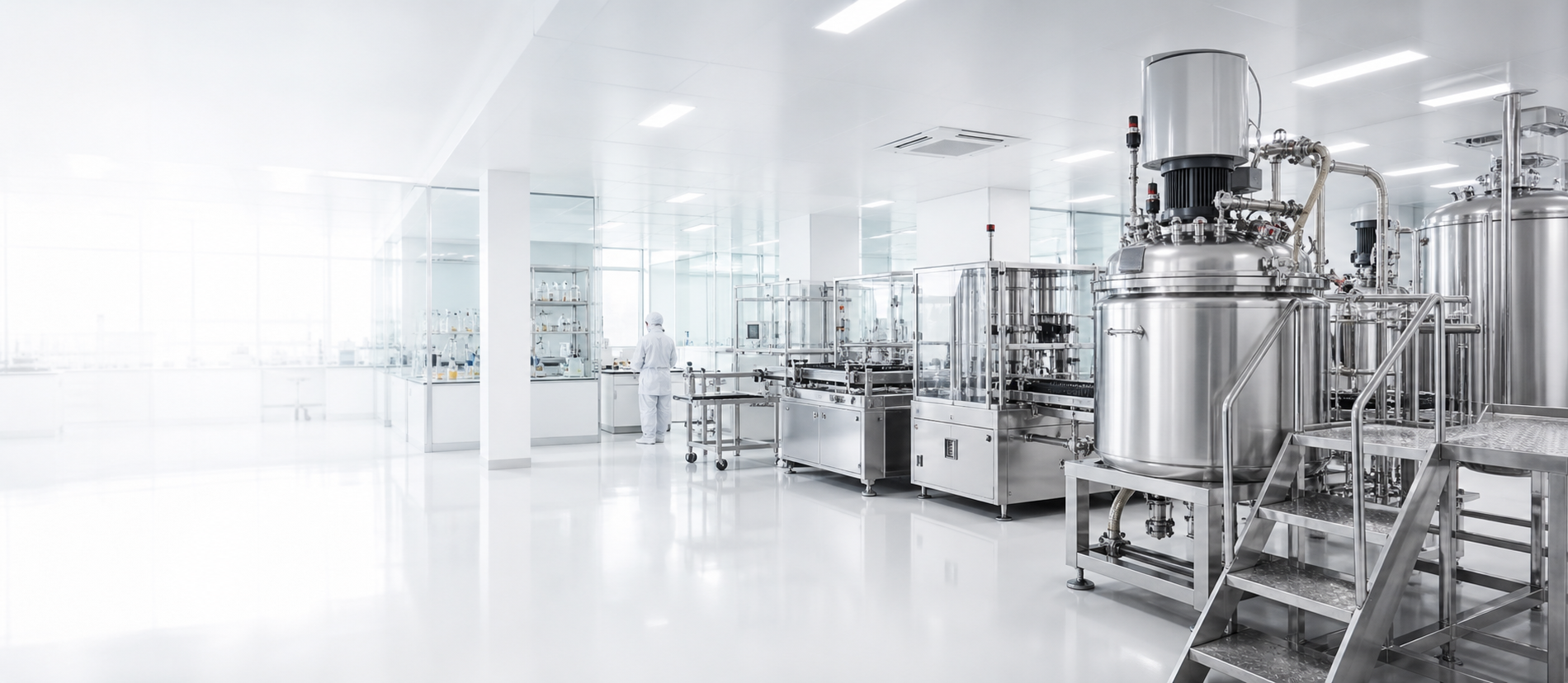 Bright cosmetic factory and laboratory production environment